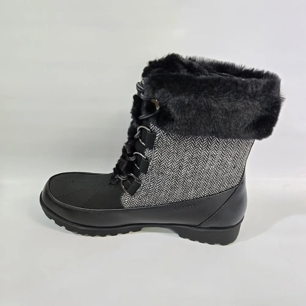 JBU Jambu Northgate Waterproof Winter Boots Black 10 Faux Fur Traction Comfort